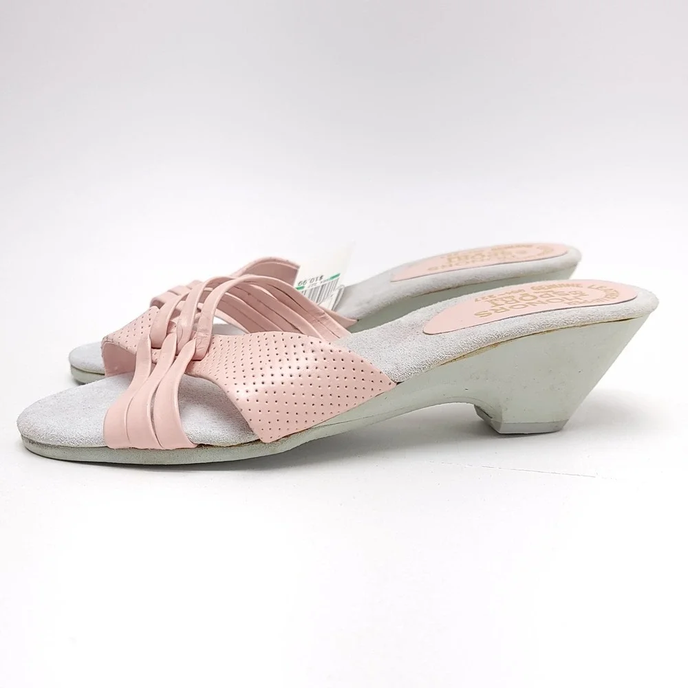 Honors‎ Sport Womens Pink Leather Strappy Wedge Slide Sandals Vintage Size 8